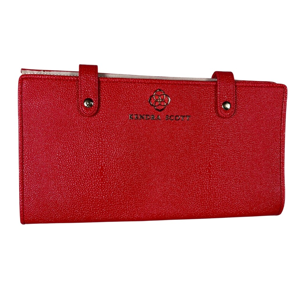 Kendra Scott‎ Getaway Collection Jewelry Travel Case OS Red Pebbled Faux Leather